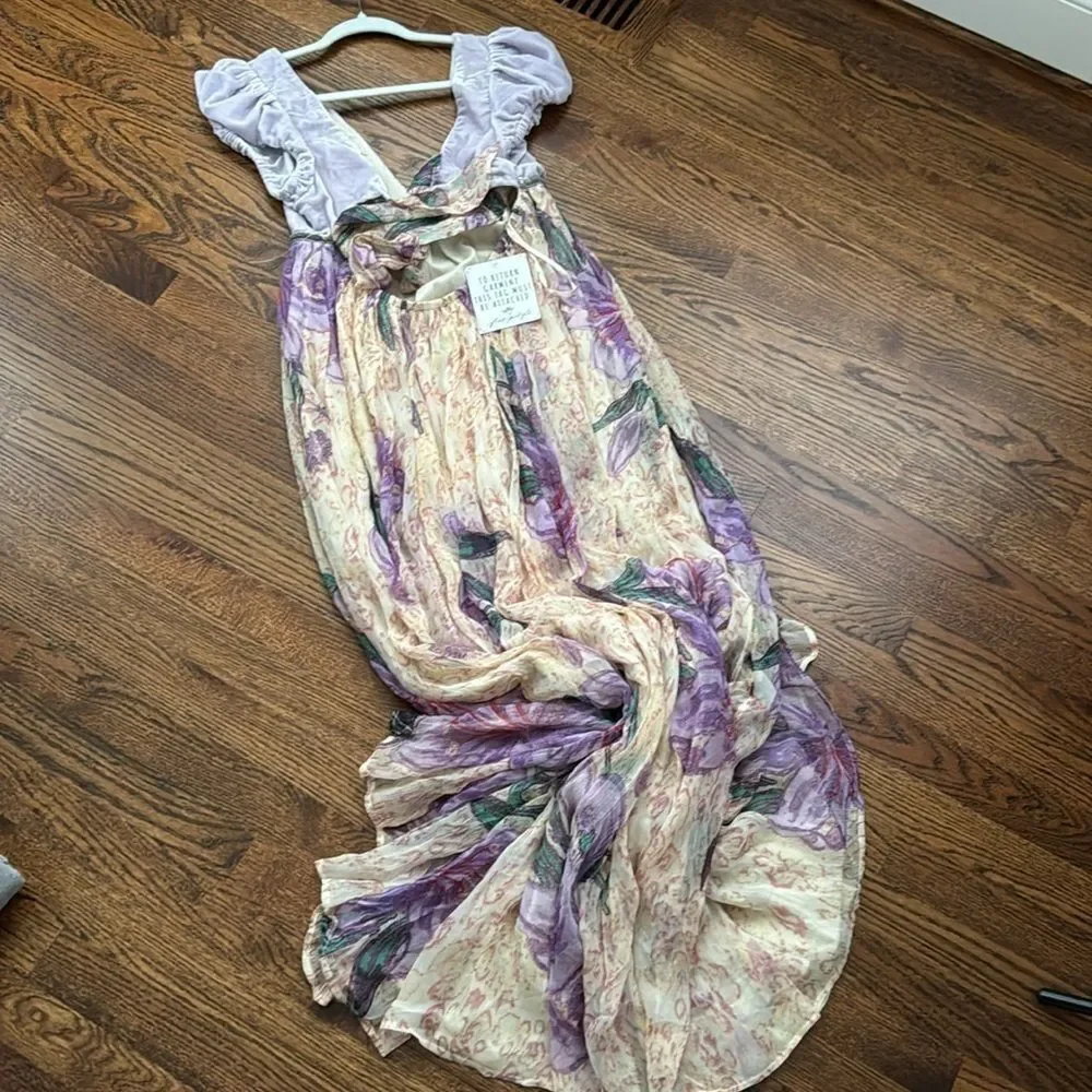 Free People Colette Velvet Embellished Sequins Embroidered Maxi Dress size 8 - Picture 11 of 14